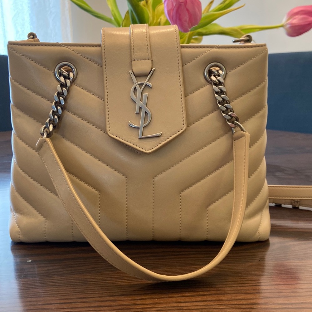 Beige Saint Laurent Small Lou Lou Tote